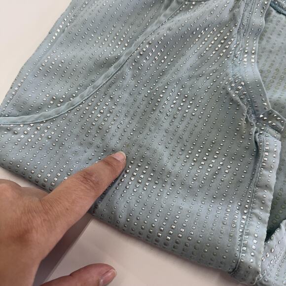 L'AGENCE Blouse Womens 0 Light Blue 100% Silk Sleeveless Studded Rhinestone - Picture 8 of 10